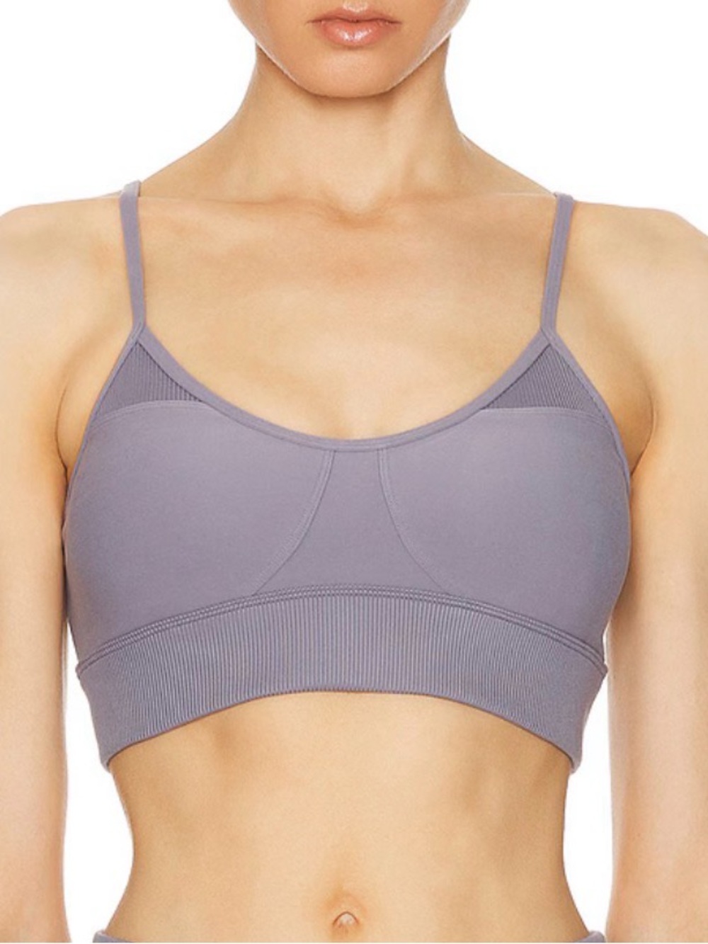 Alo Yoga Alosoft Sports Bra fog grey purple removable pad Adjustable strap M